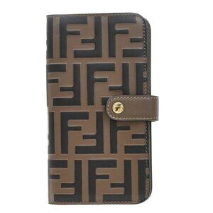 FENDI Logo Zucca Pattern Phone Case iPhone 11 Pro Leather Brown Italy 09KB201